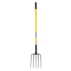 Garden Fork, 5-Tine Gardening Pitchfork with Fiberglass Handle, 57 in Heavy Duty Digging Fork with Y Grip