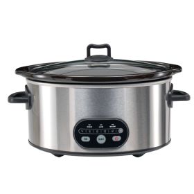 Manual Slow Cooker, Easy To Use Program-Free Kitchen Appliance, Great For Pot Roast And Chili (Option: Stainless steel color 6QT)