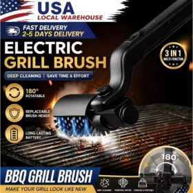 Cordless Electric Grill Brush 3 Speed Heavy Duty BBQ Cleaner With Steam Effect And Stainless Steel Bristles (Option: Black)