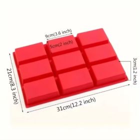 Multi-Purpose 9-Cavity Silicone Mold For Soap Making & Baking (Option: Red)