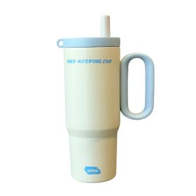 Premium 24 oz Insulated Tumbler with Handle and Straw, 18/8 Stainless Steel Travel Coffee Mug with Tea Infuser & Dust Cover (Color: Sky blue)
