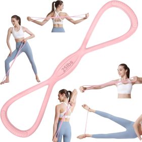 Figure 8 Resistance Band: Resistance Bands with Handles for Working Out - 8 Shaped Resistance Bands for Women - Exercise Bands for Arms - Fullbod (Color: 25lbs Pink)