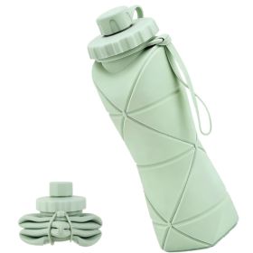 Silicone Foldable Portable Lightweight Reusable Water Bottle With Leak Proof Lid Lanyard For Outdoor Travel Cycling Gym (Option: Green)